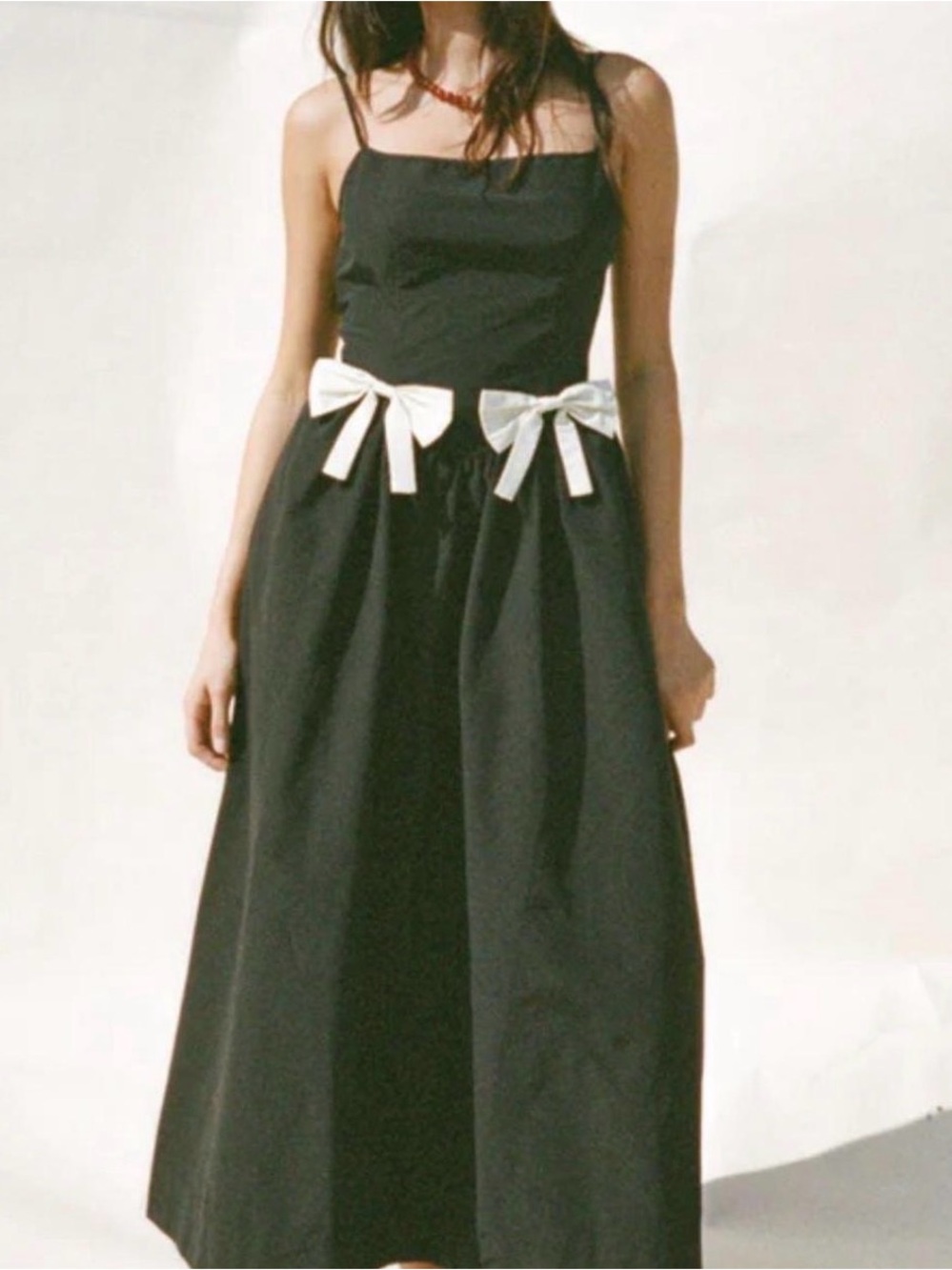 Ciao Lucia Neroni Black Maxi Dress with Ivory Bow Accents
